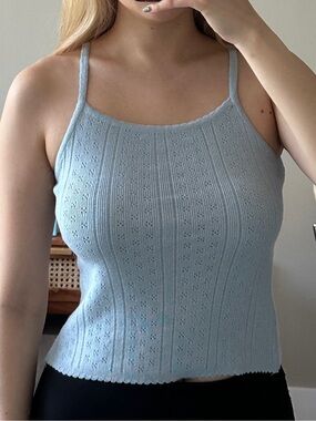Light blue NYU NYU pointelle camisole